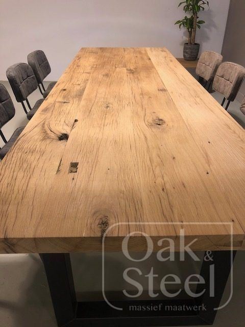 Zeeslak vertrekken Fruit groente Industriële eettafel Oud Eiken - Oak & Steel